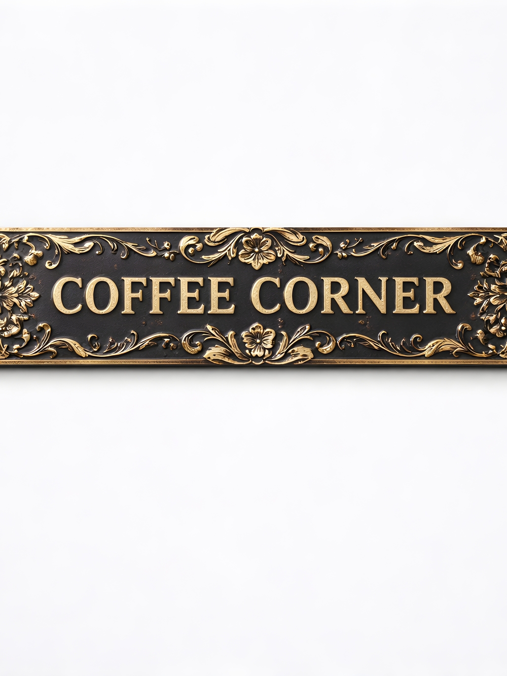 Vintage-Style Coffee Corner Wall Sign - Black and Gold